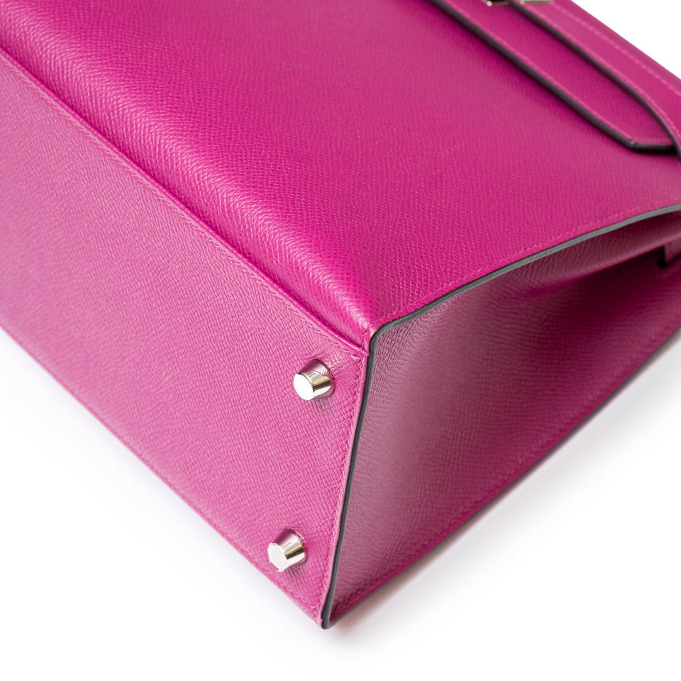 Hermes Kelly 28 Sellier Rose Pourpre Epsom Palladium Hardware