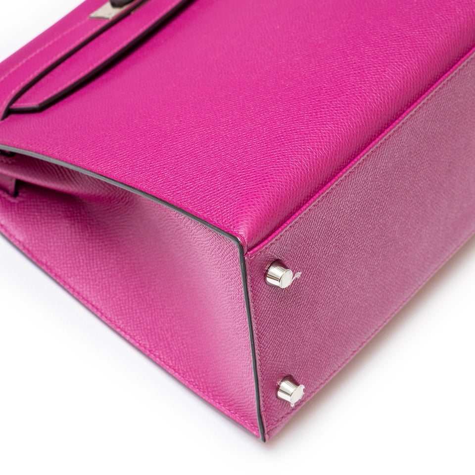 Hermes Kelly 28 Sellier Rose Pourpre Epsom Palladium Hardware