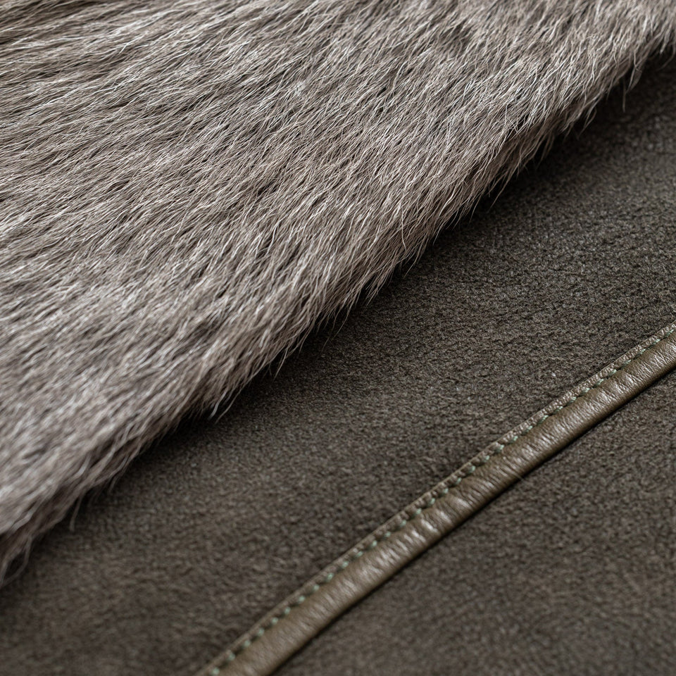 Hermes Pelisse Courte Fur Vest Gris Vert