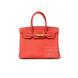 Hermes Birkin 30 Rouge Pivoine Clemence Gold Hardware