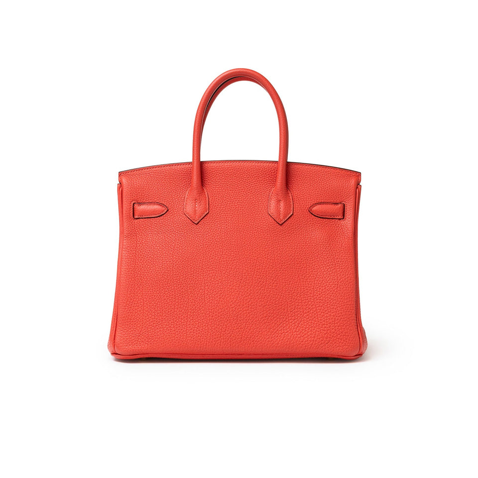 Hermes Birkin 30 Rouge Pivoine Clemence Gold Hardware