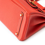 Hermes Birkin 30 Rouge Pivoine Clemence Gold Hardware