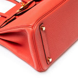 Hermes Birkin 30 Rouge Pivoine Clemence Gold Hardware