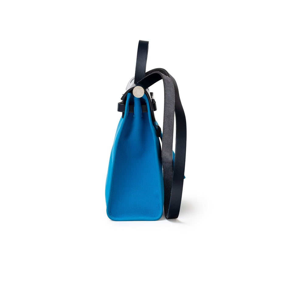 Hermes Herbag Zip PM 31 Blue Vache Hunter Palladium Hardware