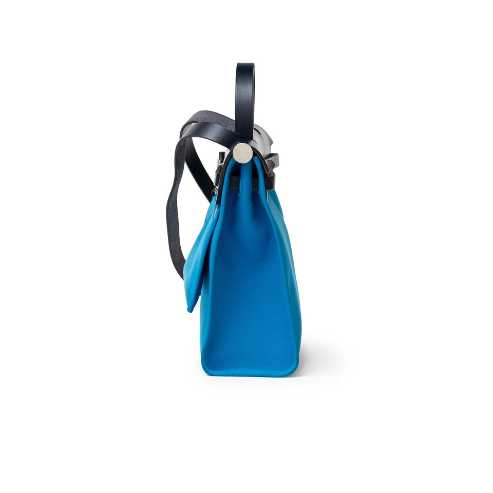 Hermes Herbag Zip PM 31 Blue Vache Hunter Palladium Hardware
