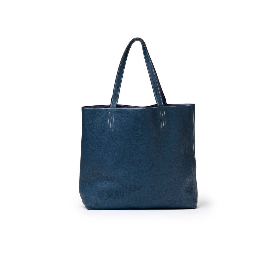 Hermes Double Sens Reversible Bicolor Shoulder Bag Clemence Violet/Blue
