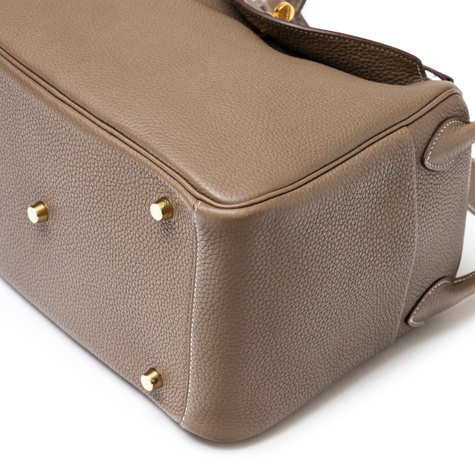 Hermes Lindy 30 Etoupe Clemence Gold Hardware