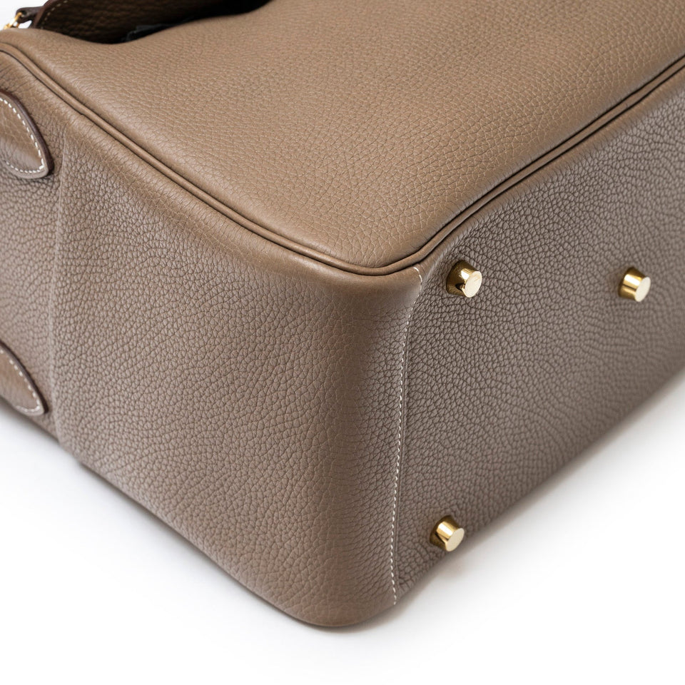 Hermes Lindy 30 Etoupe Clemence Gold Hardware