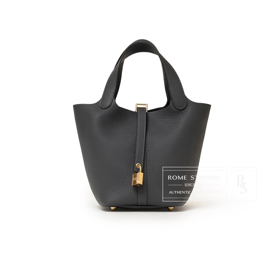 Hermes Picotin 18 Gris Misty Clemence Permabrass Hardware