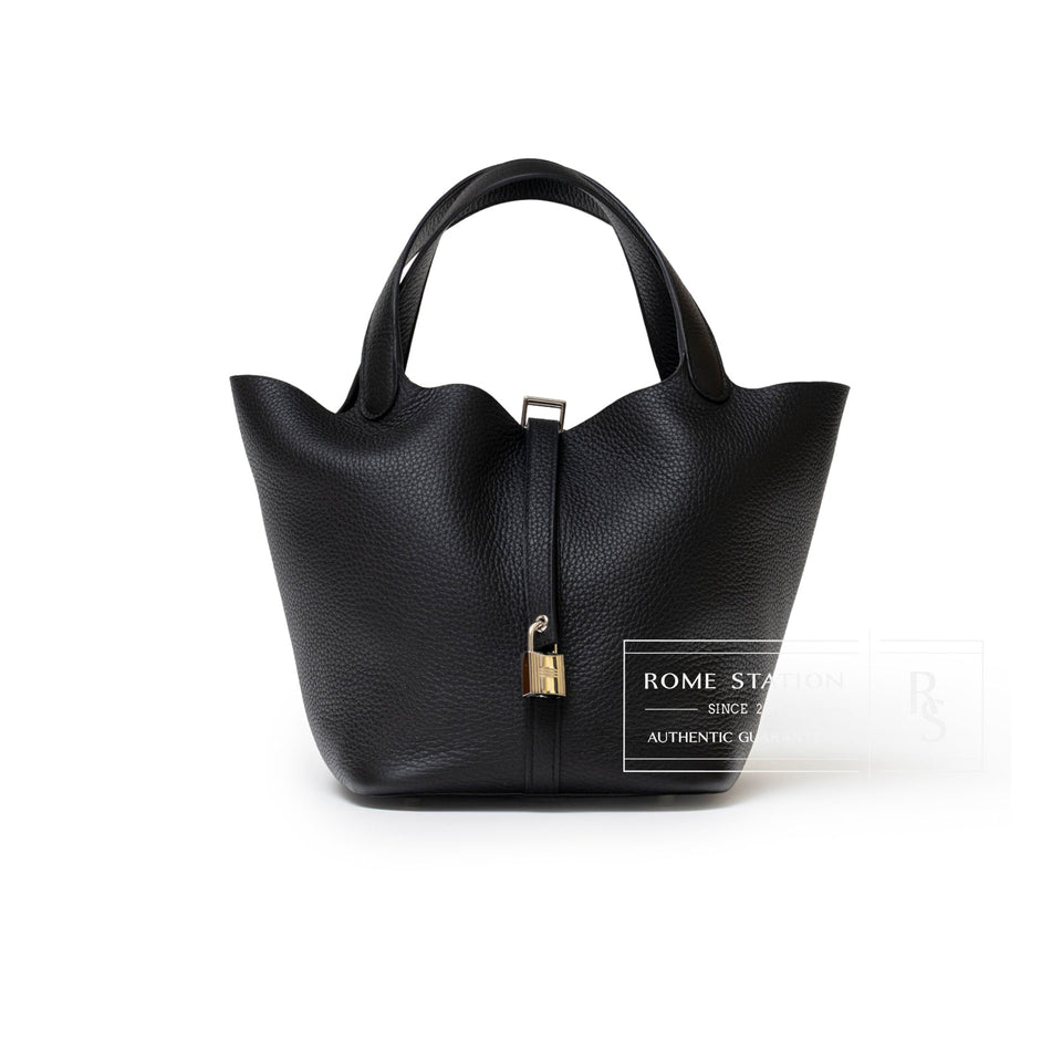 Hermes Picotin 22 Black Clemence Palladium Hardware