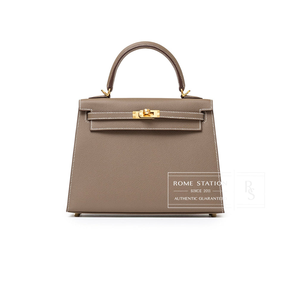 Hermes Kelly 25 Sellier Etoupe Epsom Gold Hardware
