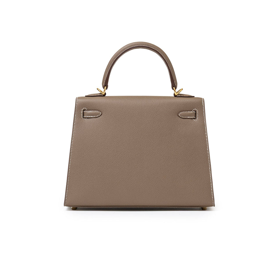 Hermes Kelly 25 Sellier Etoupe Epsom Gold Hardware