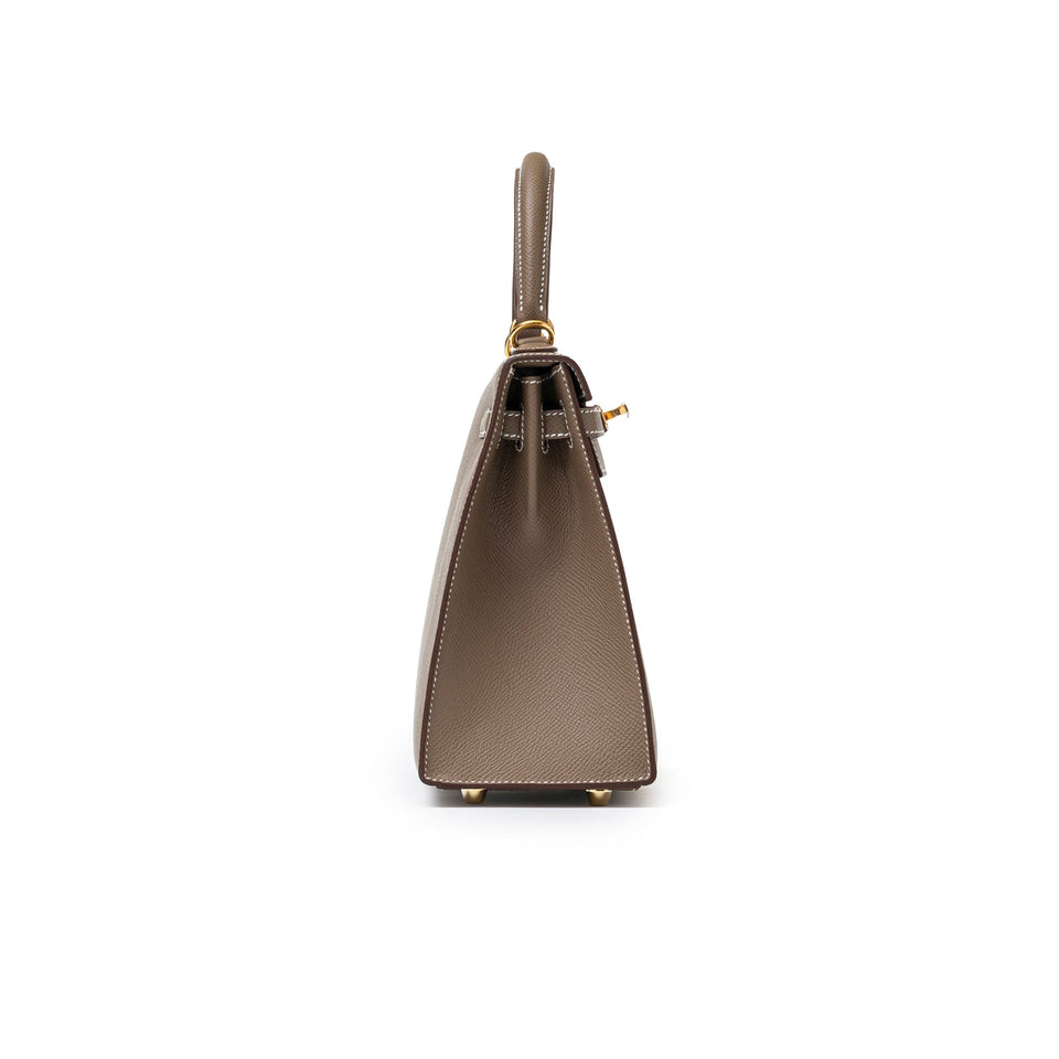 Hermes Kelly 25 Sellier Etoupe Epsom Gold Hardware