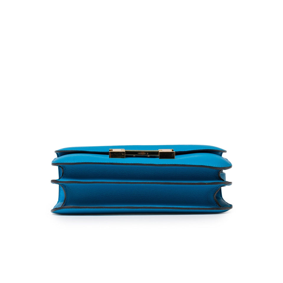 Hermes Constance 24 Blue Zanzibar Evercolor Gold Hardware