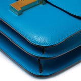 Hermes Constance 24 Blue Zanzibar Evercolor Gold Hardware