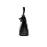 Hermes Special Order HSS Horseshoe Mini Kelly II Black/Blue Matte Alligator Permabrass Hardware