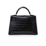 Hermes Special Order HSS Horseshoe Mini Kelly II Black/Blue Matte Alligator Permabrass Hardware
