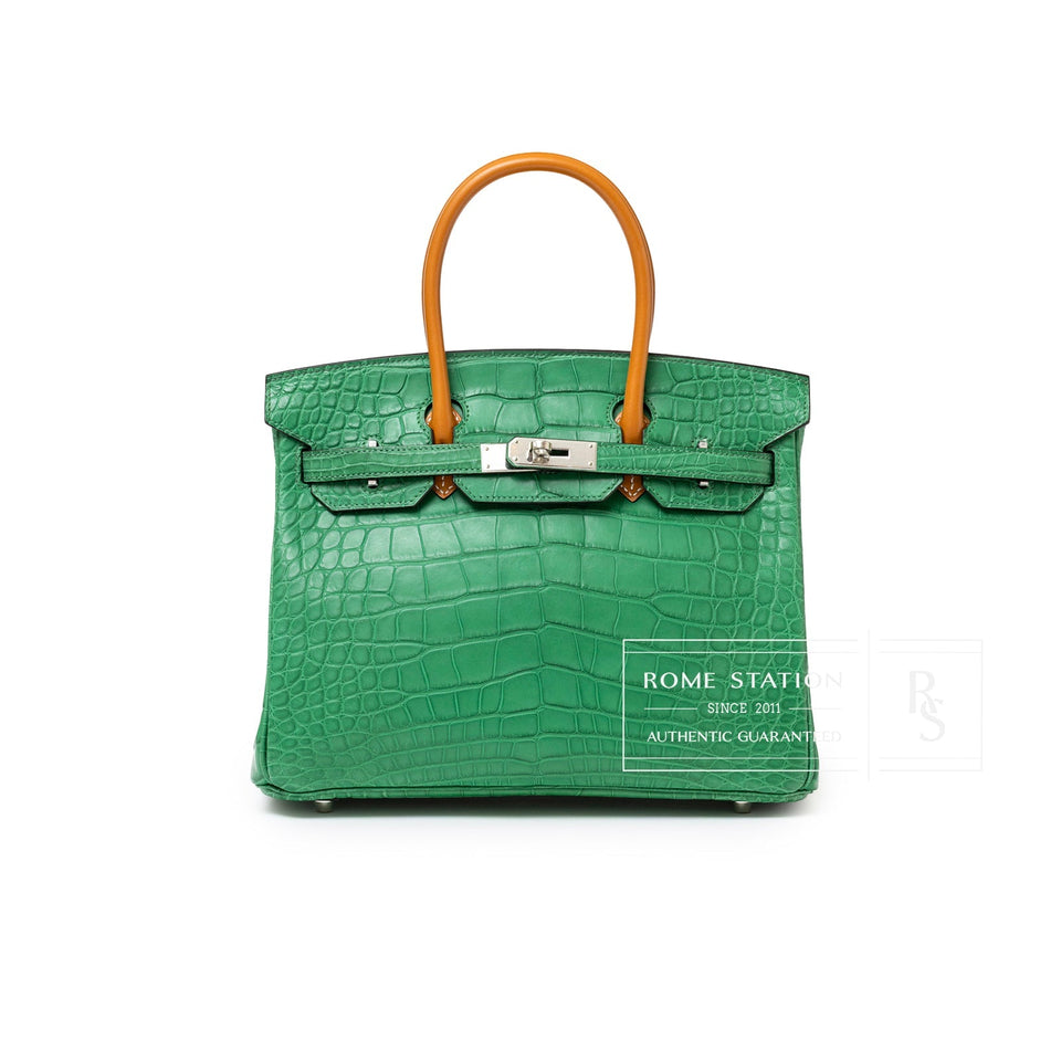 Hermes Birkin 30 Touch Cactus/Naturel-Sable Matte Alligator Palladium Hardware