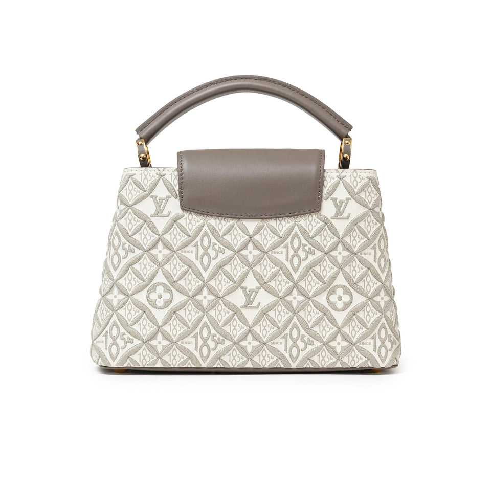 Louis Vuitton Since 1854 Embroidered Capucines BB Ecru/Taupe Calf Gold Hardware