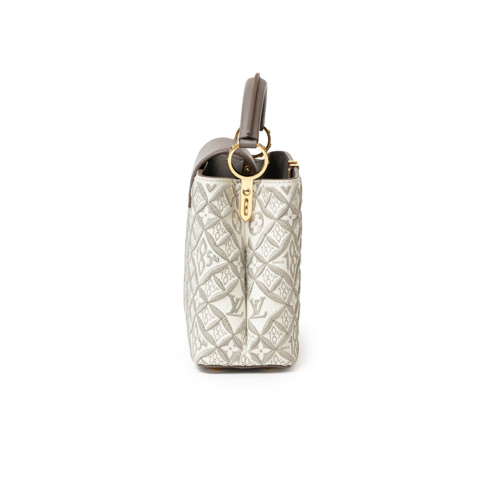 Louis Vuitton Since 1854 Embroidered Capucines BB Ecru/Taupe Calf Gold Hardware