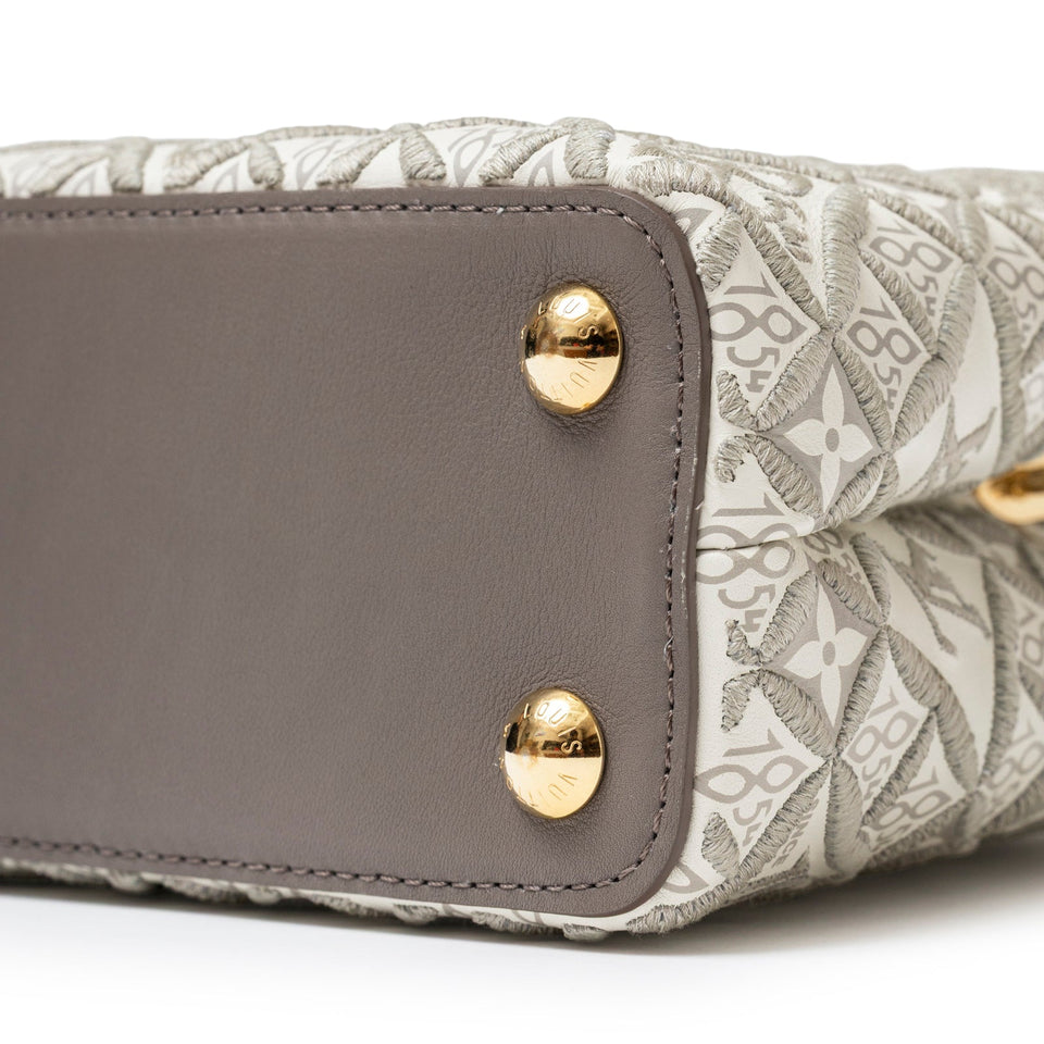 Louis Vuitton Since 1854 Embroidered Capucines BB Ecru/Taupe Calf Gold Hardware