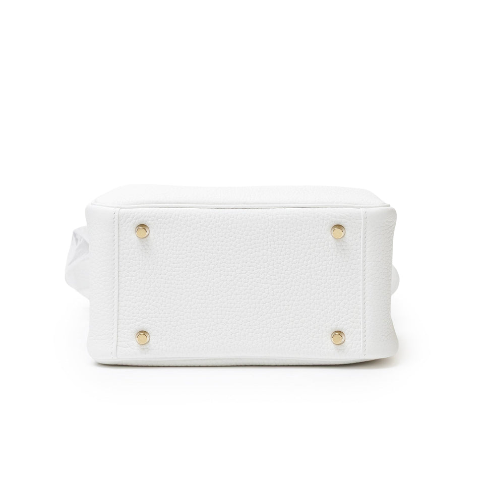 Hermes Mini Lindy II New White Clemence Gold Hardware