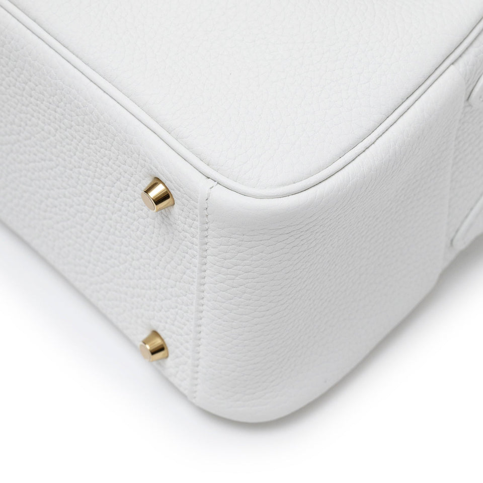 Hermes Mini Lindy II New White Clemence Gold Hardware