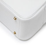 Hermes Mini Lindy II New White Clemence Gold Hardware