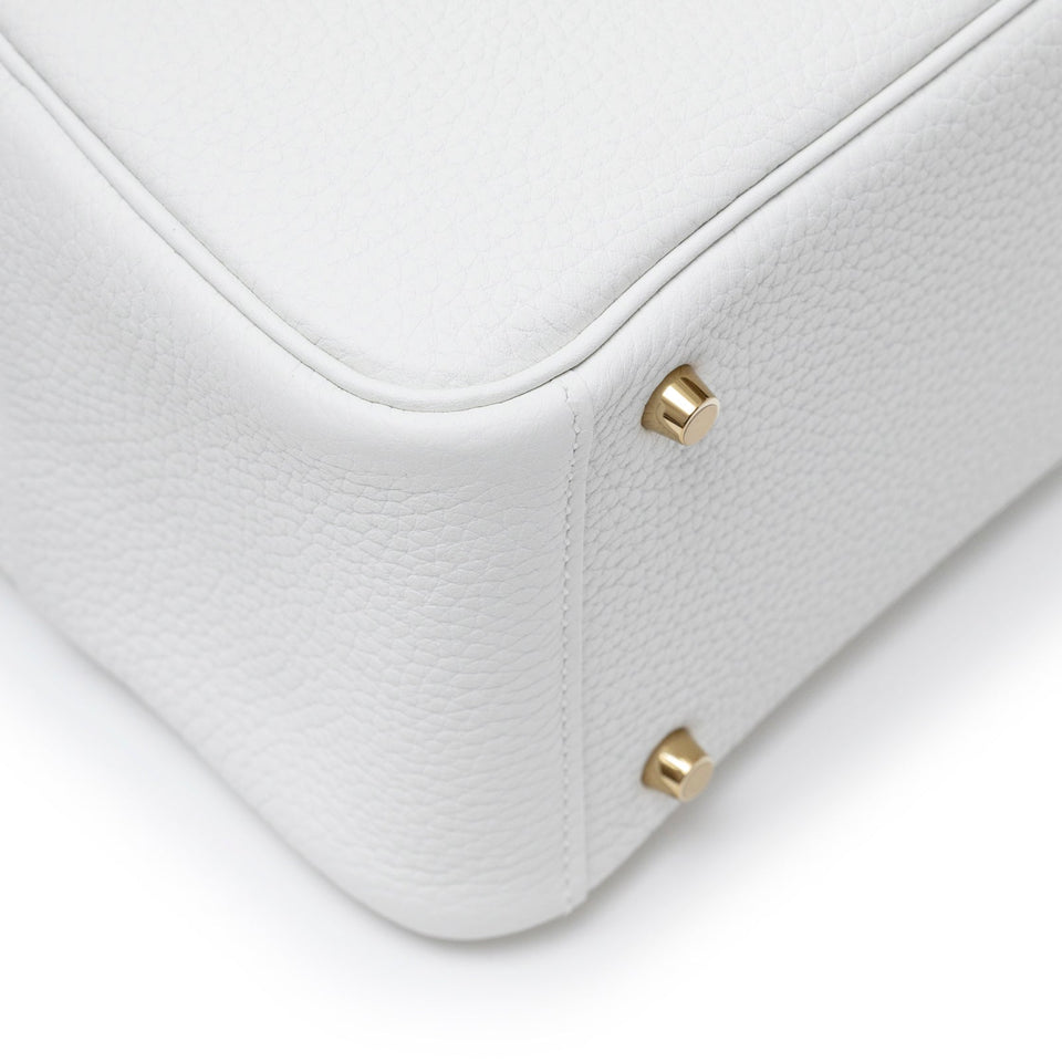 Hermes Mini Lindy II New White Clemence Gold Hardware