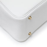 Hermes Mini Lindy II New White Clemence Gold Hardware