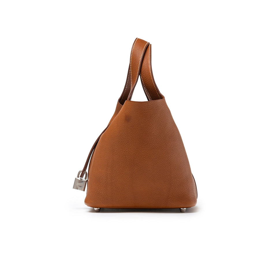 Hermes Picotin 18 Fauve Barenia Faubourg Palladium Hardware