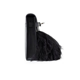 Hermes Kelly Elan Black Chevre Chamkila and Ostrich Feather Palladium Hardware