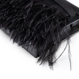 Hermes Kelly Elan Black Chevre Chamkila and Ostrich Feather Palladium Hardware