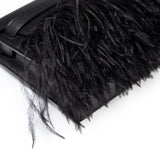 Hermes Kelly Elan Black Chevre Chamkila and Ostrich Feather Palladium Hardware