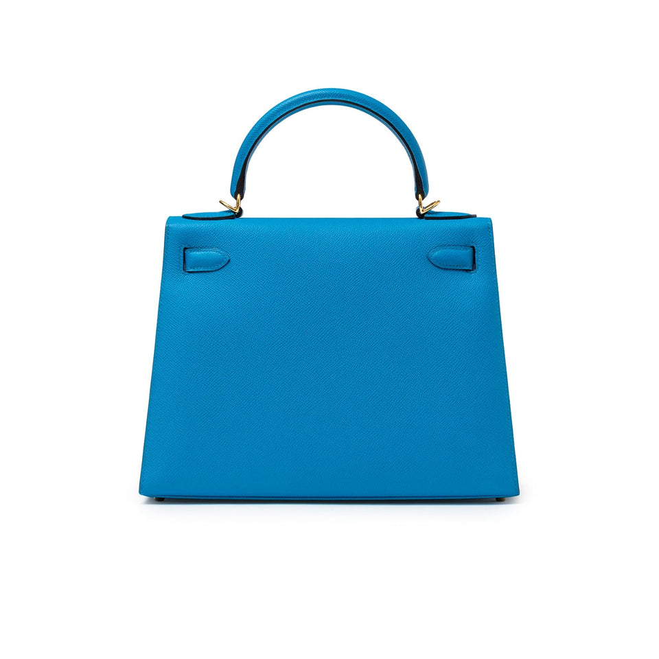 Hermes Kelly Sellier 28 Blue Zanzibar Epsom Gold Hardware