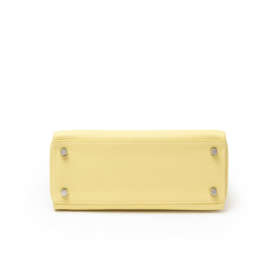 Hermes Kelly 25 Retourne Togo Jaune Poussin Palladium Hardware
