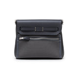 Hermes Mini Herbag Zip 20 Ardoise Toile and Vache Hunter Palladium Hardware