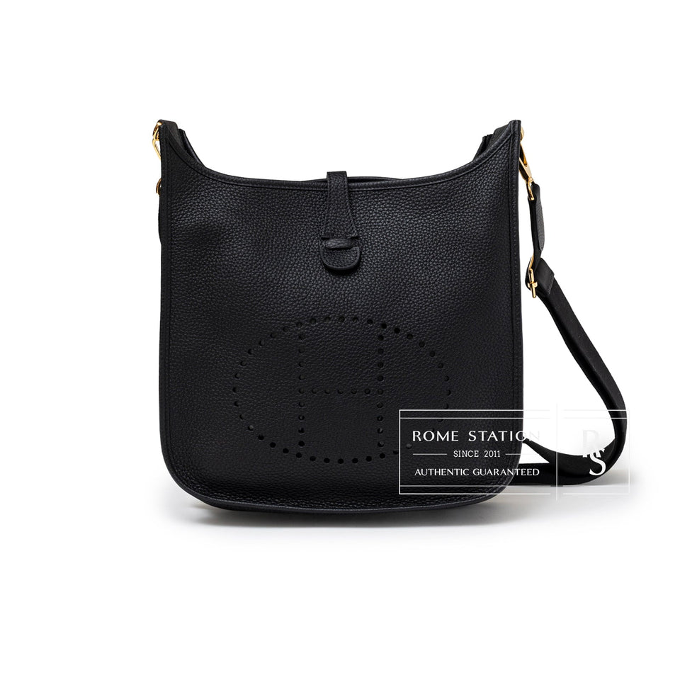 Hermes Evelyne PM 29 Black Clemence Gold Hardware