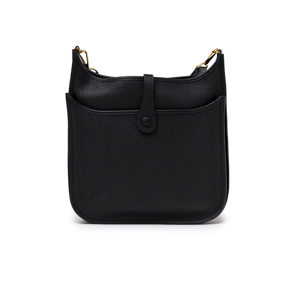 Hermes Evelyne PM 29 Black Clemence Gold Hardware