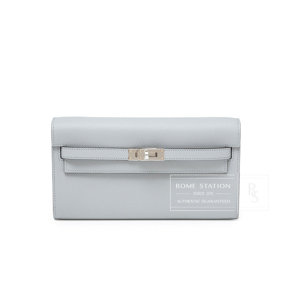 Hermes Kelly To Go Wallet Blue Glacier Epsom Palladium Hardware