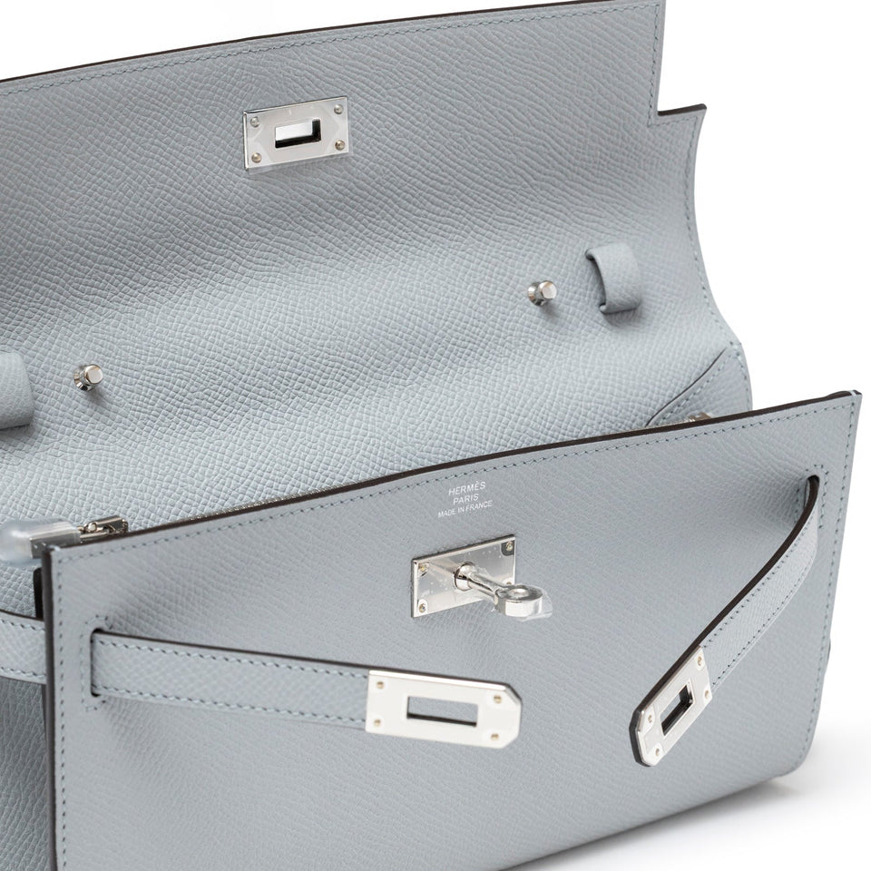 Hermes Kelly To Go Wallet Blue Glacier Epsom Palladium Hardware