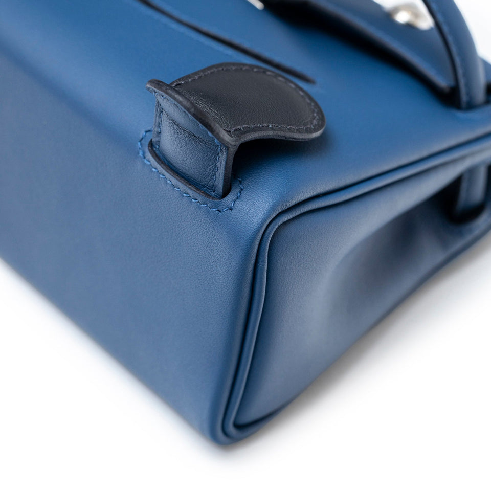 Hermes Quelle Idolle Kelly Doll Blue Tie and Caban Swift Palladium Hardware