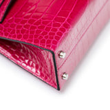 Hermes Mini Kelly II Sellier 20 Rose Mexico Shiny Alligator Palladium Hardware