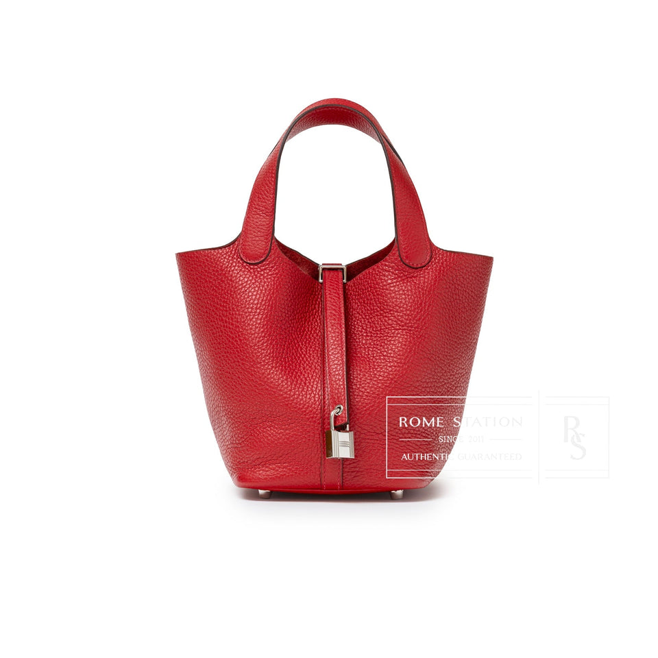 Hermes Picotin 18 Rouge Casaque Clemence Palladium Hardware