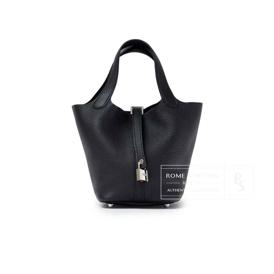 Hermes Picotin 18 Black Clemence Palladium Hardware