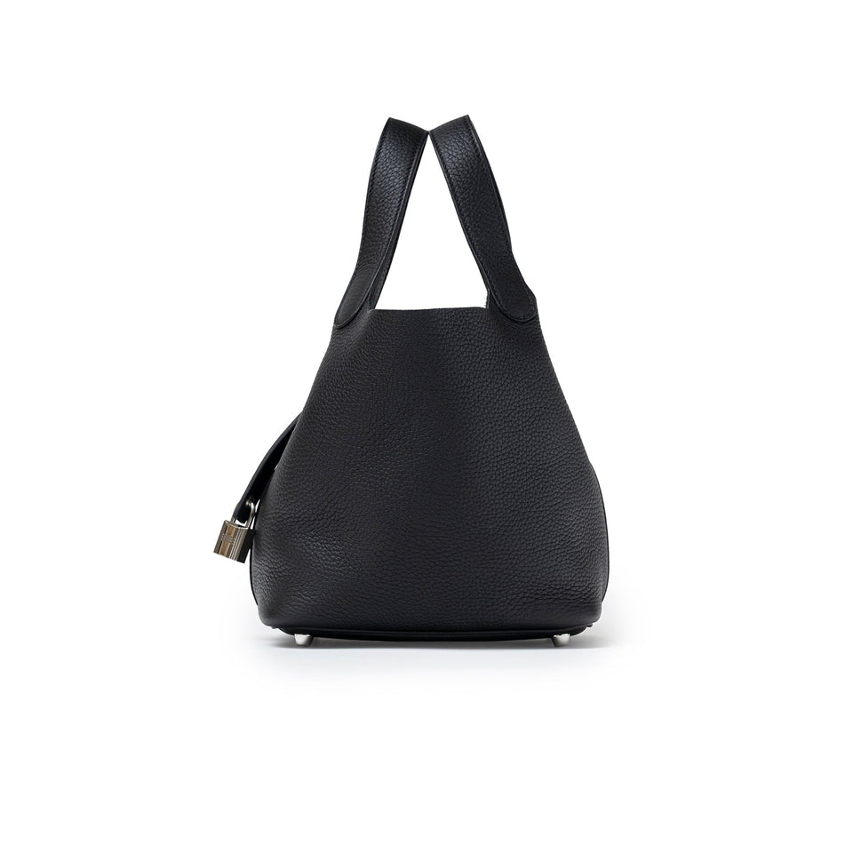 Hermes Picotin 18 Black Clemence Palladium Hardware