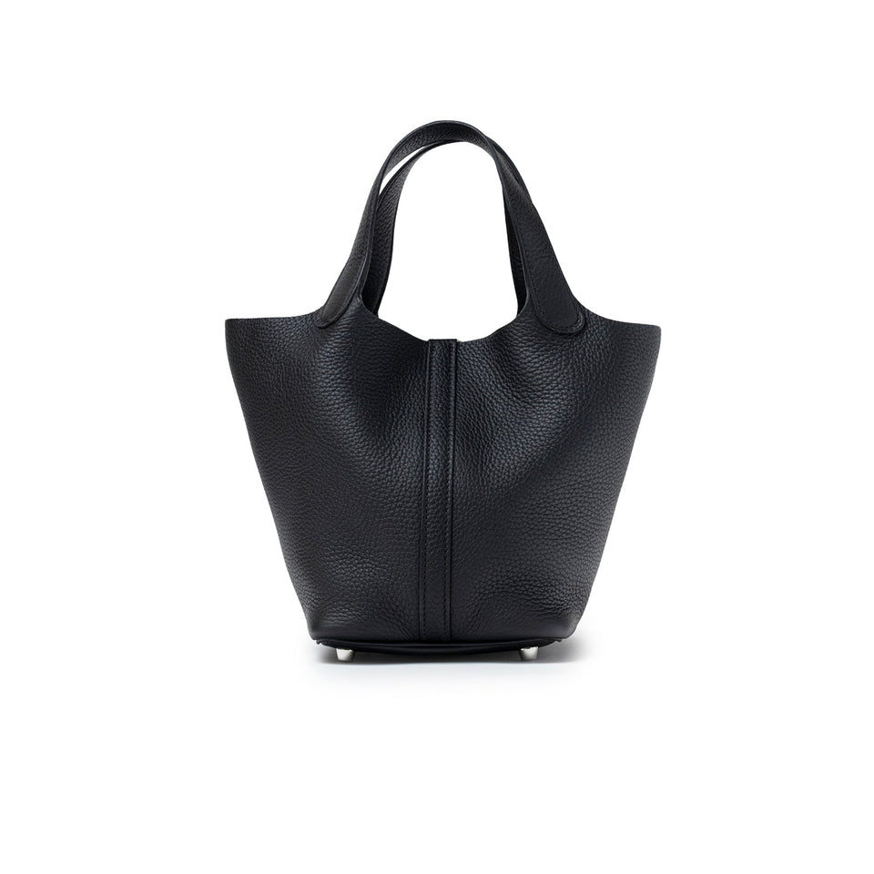 Hermes Picotin 18 Black Clemence Palladium Hardware