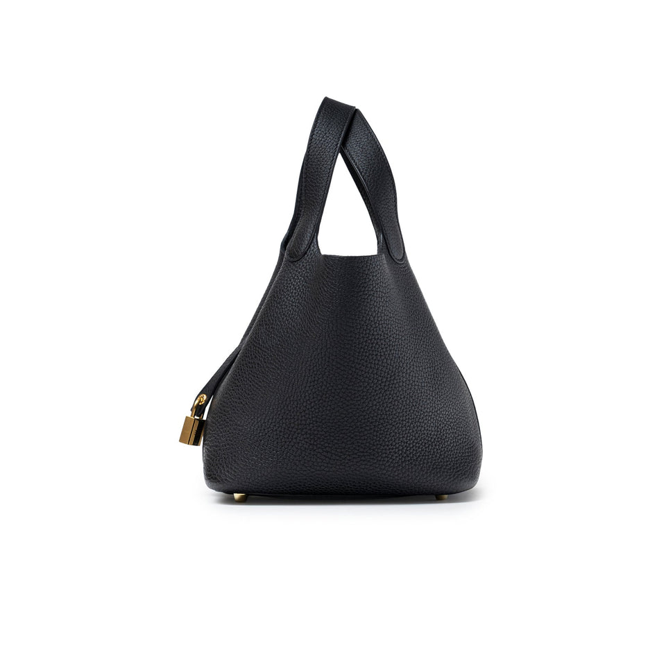 Hermes Picotin 18 Black Clemence Gold Hardware