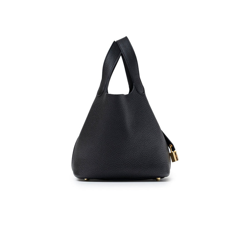 Hermes Picotin 18 Black Clemence Gold Hardware