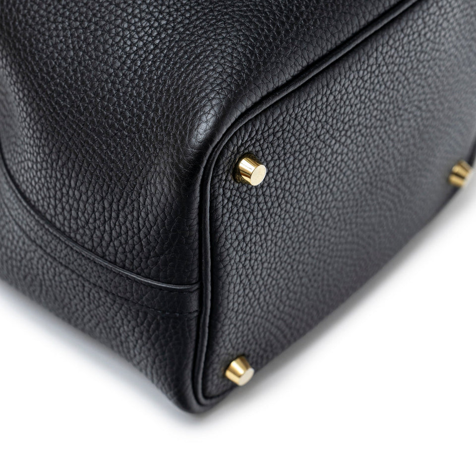 Hermes Picotin 18 Black Clemence Gold Hardware